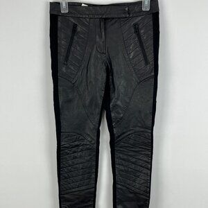 Rudsak Tapered Chino Pants Size S Black Waist 29in Leather Front Zip Pockets